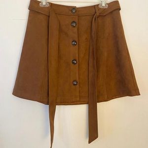Faux suede button-up skirt